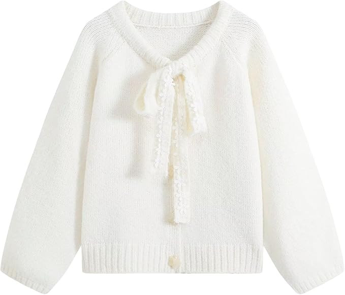 FindThy Women\u2019s Bow Tie Knit Cardigan Long Sleeve Button Down Sweater Coat | Amazon (US)