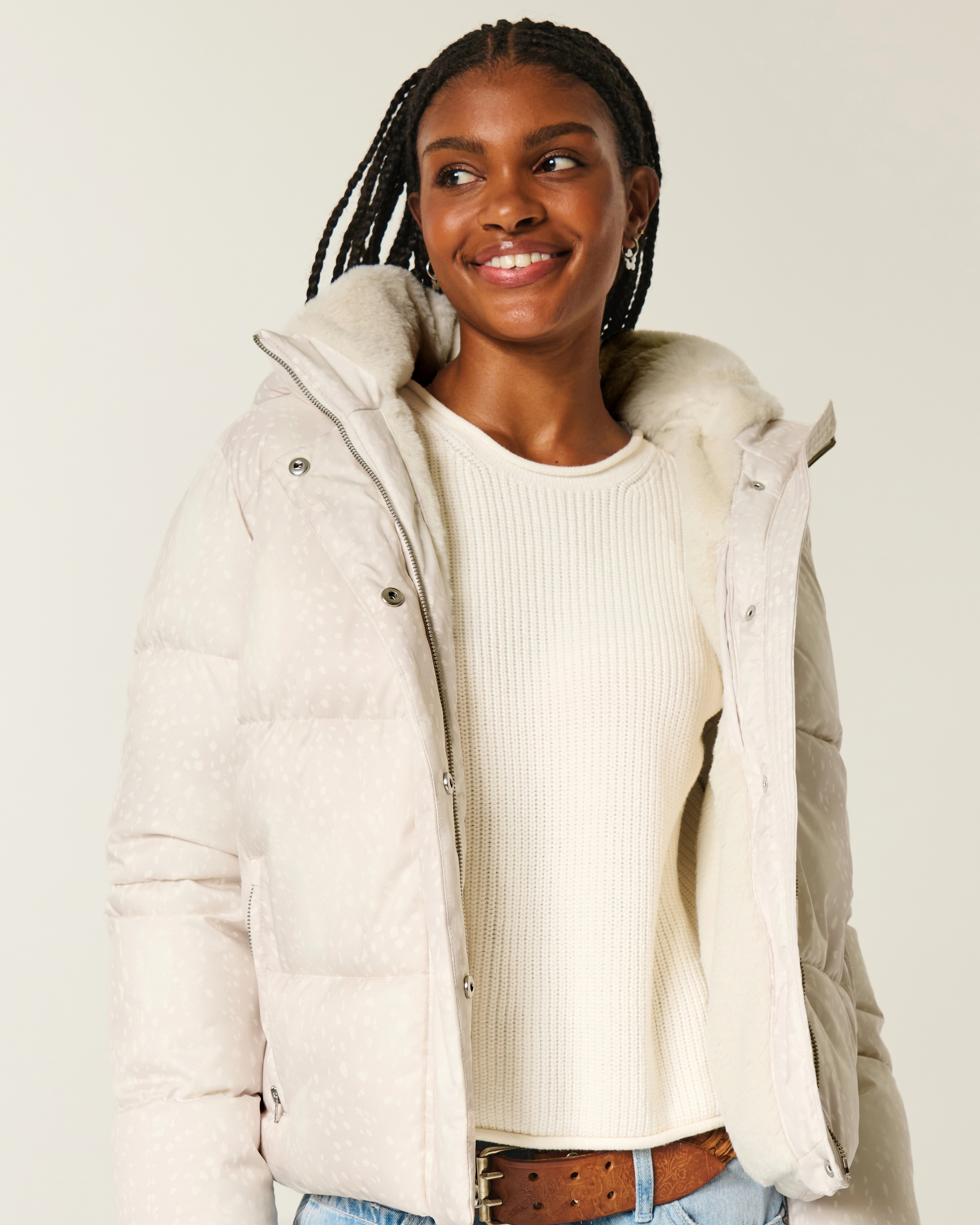 Faux Fur-Lined All-Weather Puffer Jacket | Hollister (US)