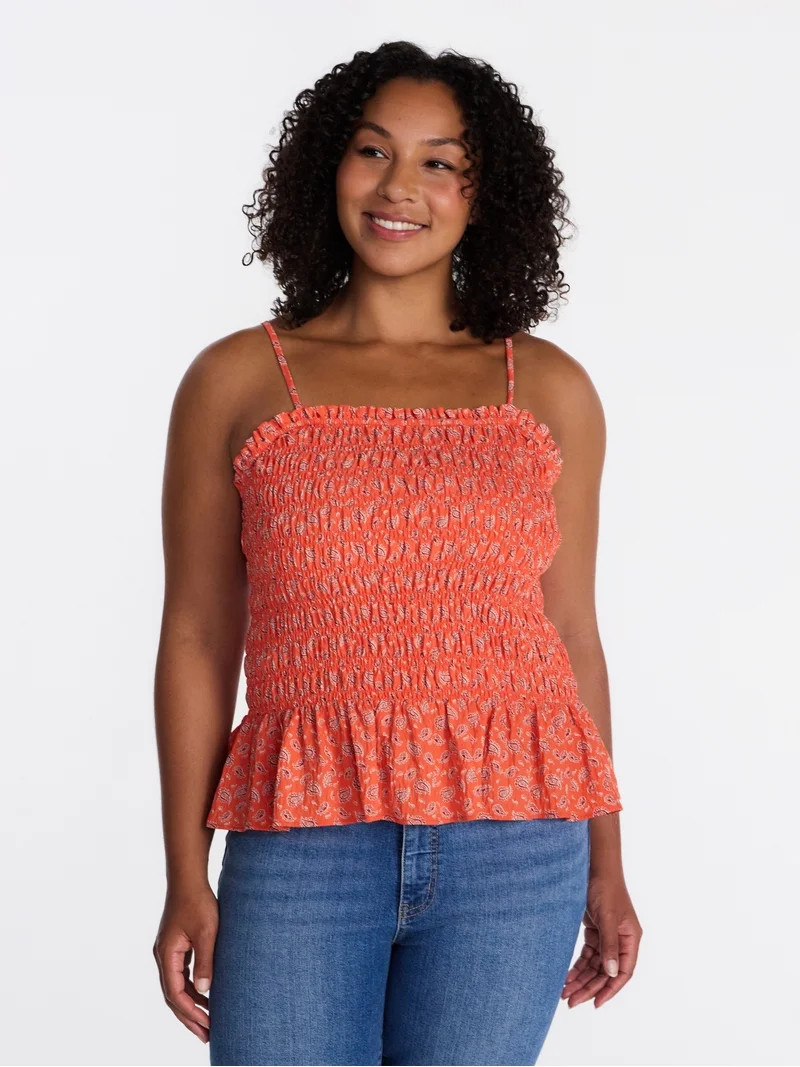 Time and Tru Women's Smocked Tank Top, Sizes XS-XXXL | Walmart (US)
