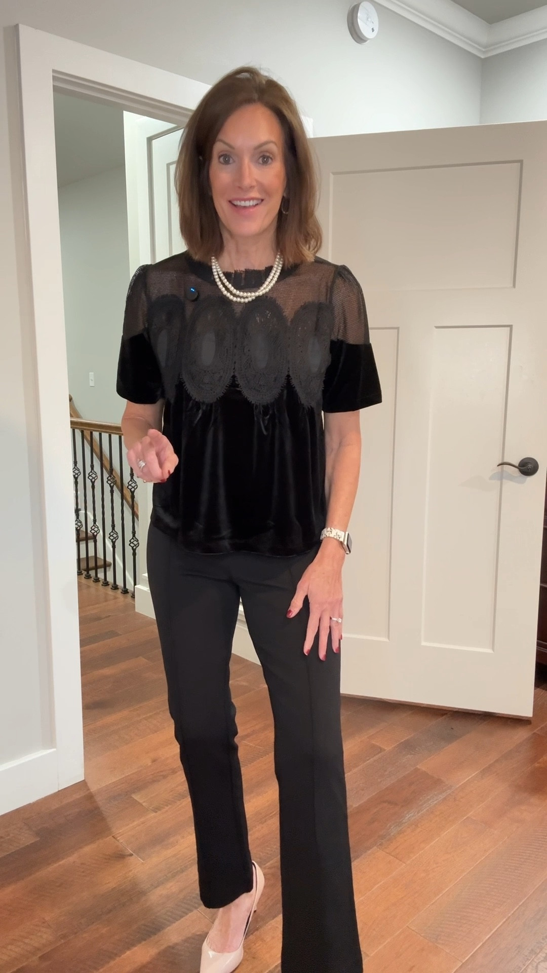 Velvet top worth the hype! 

True to size wearing size medium 

Black pants - medium regular if you’re tall and want long pants instead of cropped. Order Tall. 

Plaid pants - small tall. Run long and big 

Holiday style 
Hi - Low fashion
Velvet style 

#LTKTall #LTKHoliday
