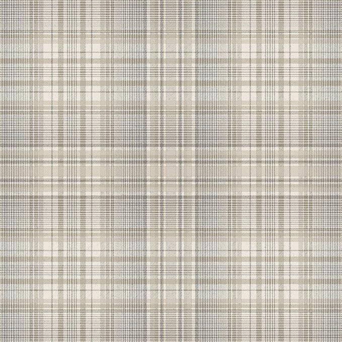 Norwall AF37721 Check Plaid Pre-Pasted Wallpaper, Beige, Coffee, Sepia, Grey, Dove | Amazon (US)