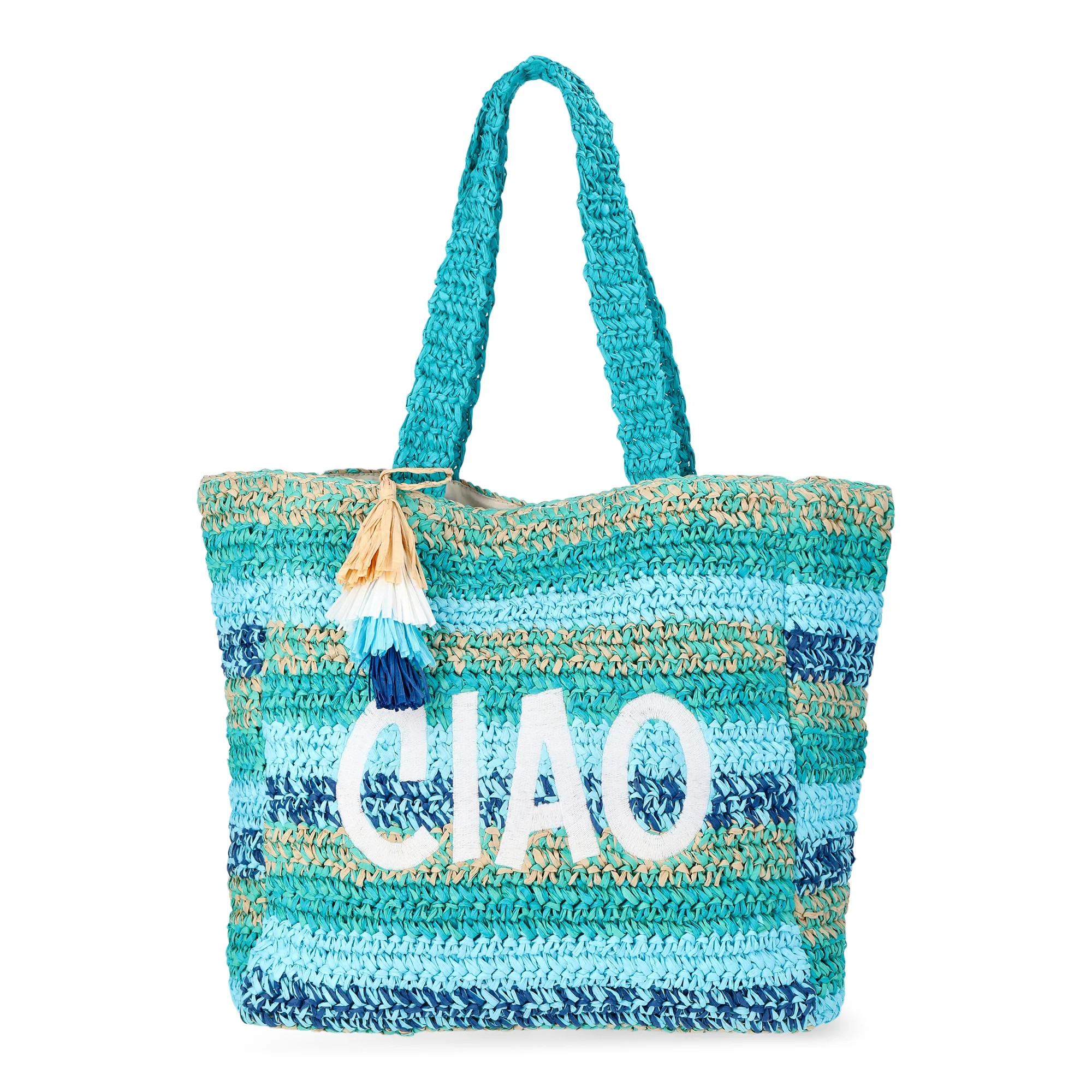 No Boundaries Women's Ciao Beach Tote Bag, Blue Ciao | Walmart (US)