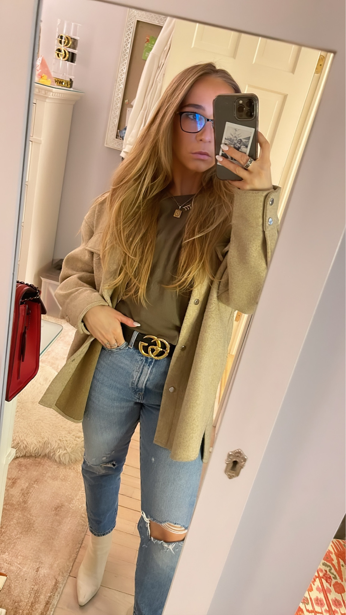 Jacket :  Zara 
Boots : Marc Fisher 
Shirt : The Foxy Kind 