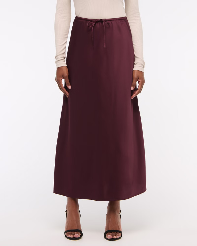 Mid Rise Satin Maxi Skirt | Abercrombie & Fitch (US)