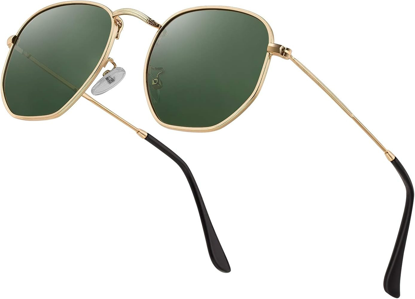 Hipster Hexagonal Polarized Sunglasses Men Women Geometric Square Small Vintage Metal Frame Retro Sh | Amazon (US)