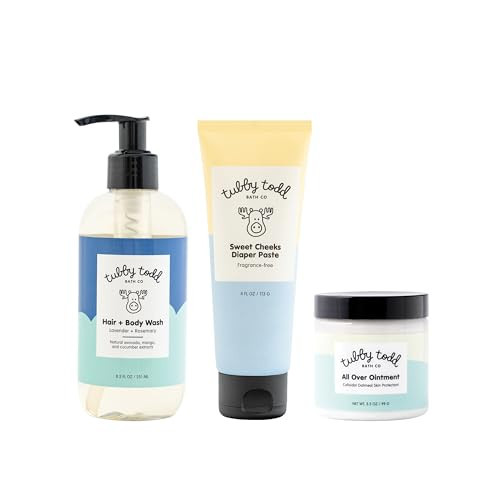 TUBBY TODD Baby Bundle Newborn Skin Care Set - Hypoallergenic Hair + Body Wash, All Over Ointment with Colloidal Oatmeal, Sweet Cheeks Diaper Paste - Lavender Rosemary, Standard Size | Amazon (US)