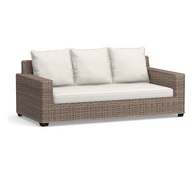 Torrey All-Weather Wicker Square Arm 86" Sofa, Natural | Pottery Barn (US)
