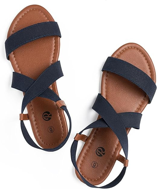 Rekayla Flat Elastic Sandals for Women Navy Blue 11 | Amazon (US)