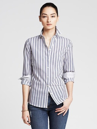 Banana Republic Womens Fitted Non Iron Bold Stripe Shirt Size 16 - Blue sunrise | Banana Republic US
