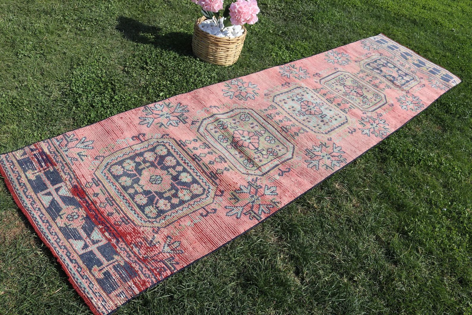 Vintage Rug, Runner Rug, Turkish Rug, Antique Rug, Rugs For Stair, 2.9x10.8 ft Pink Rug, Corridor... | Etsy (US)