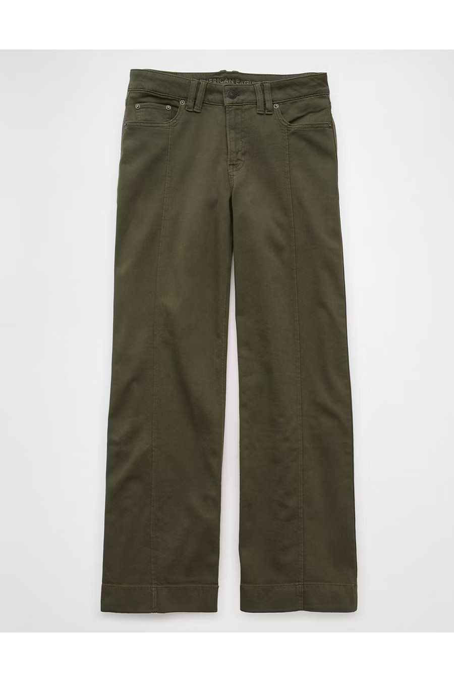 AE Dreamy Drape Stretch Low-Rise Baggy Wide-Leg Pant Women's Olive 00 Regular | American Eagle Outfitters (US & CA)