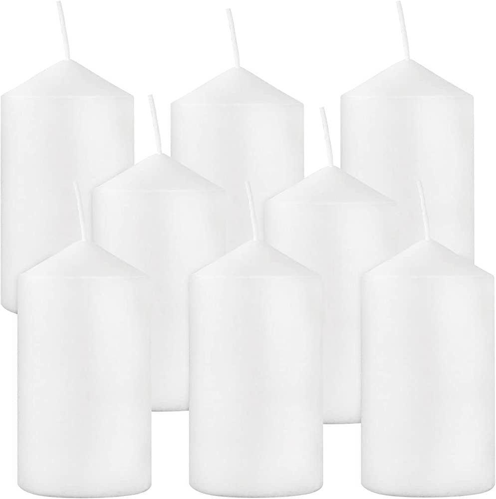 2x4 High White Pillar Candles, Set of 8, Unscented. Bulk Buy. Ideal for Wedding, Emergency Lanter... | Amazon (US)
