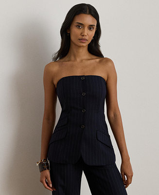 Women's Suiting-Caita Pinstripe Wool-Blend Twill Top | Macy's