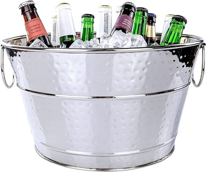 BREKX Stainless Steel Ice Bucket for Cocktail Bar/Leak-Proof/Hammered Drink Bucket for Parties- 1... | Amazon (US)