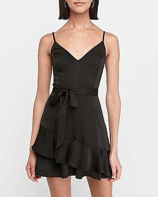 Ruffle Wrap Front Skort Romper | Express