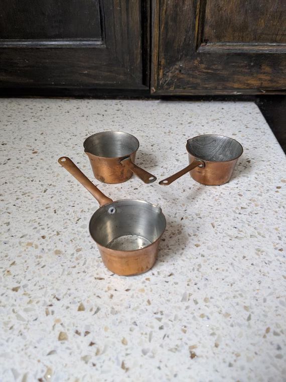 1 Mini Copper Pot. Sugar Copper Pans. Hot Chocolate Pan. French Copper Pot. Doll Dish Decor. Coll... | Etsy (US)
