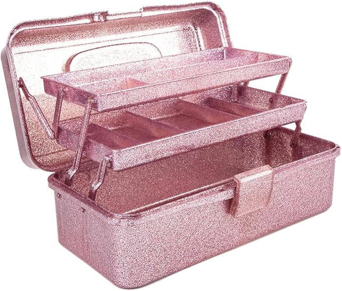Exqufood Glitter Pink & Craft Tool Storage Box,3-Layer Stackable Carry Tackle Box Sewing Box Orga... | Amazon (UK)