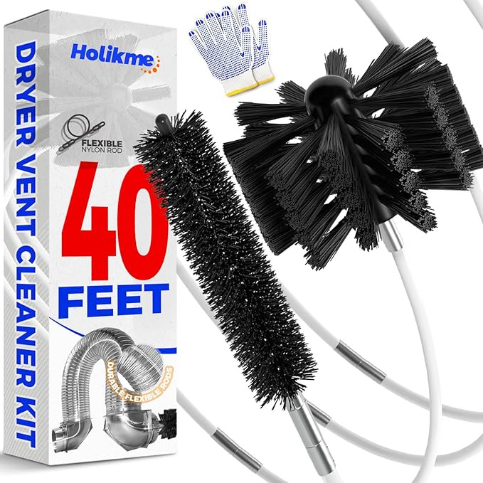 Holikme 40 Feet Dryer Vent Cleaner Kit Flexible Lint Brush with Drill Attachment, Extends Up to 4... | Amazon (US)