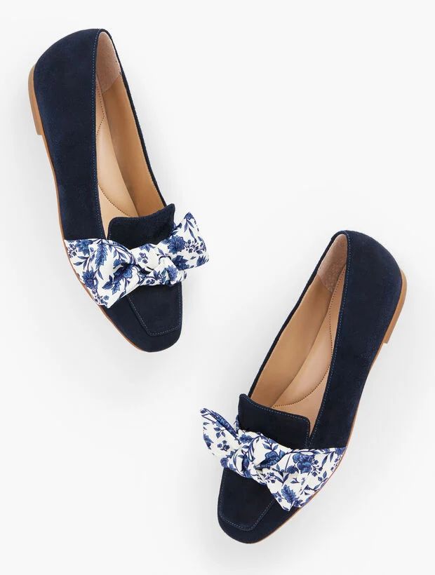 Stella Floral Bow Suede Loafers | Talbots