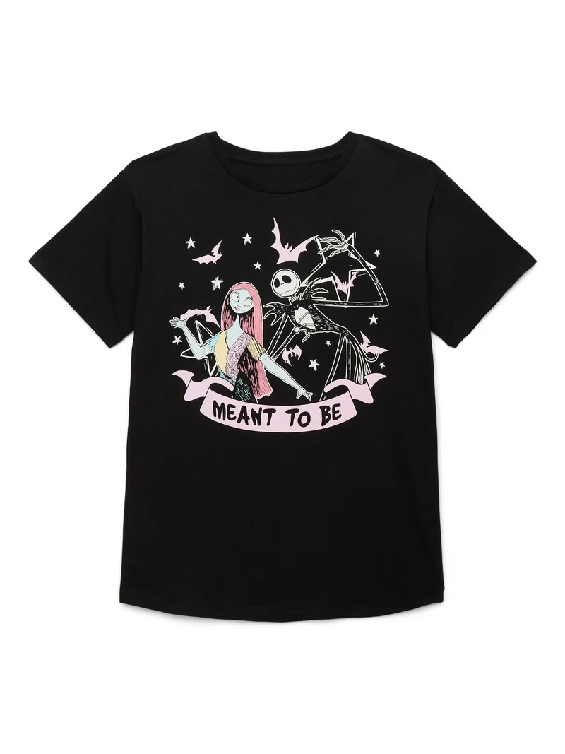 The Nightmare Before Christmas Girls Short Sleeve Graphic T-Shirt, Sizes 4-16 | Walmart (US)