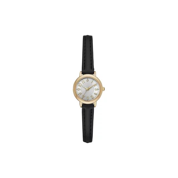 Time and Tru Women's Gold Tone Watch with Faux Leather Strap - Walmart.com | Walmart (US)