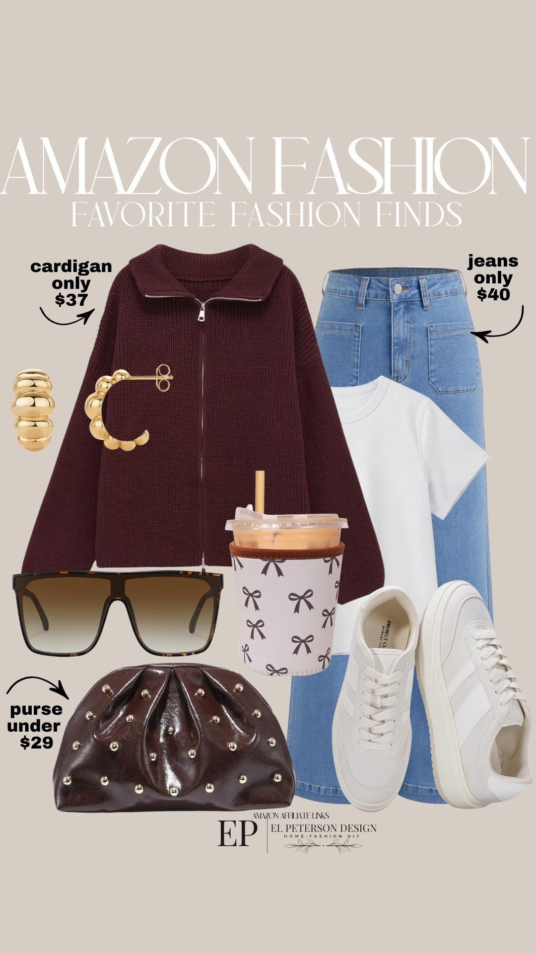 Amazon Fashion
Jacket
Jeans
Sneakers
Cup insulator
Purses sunglasses 