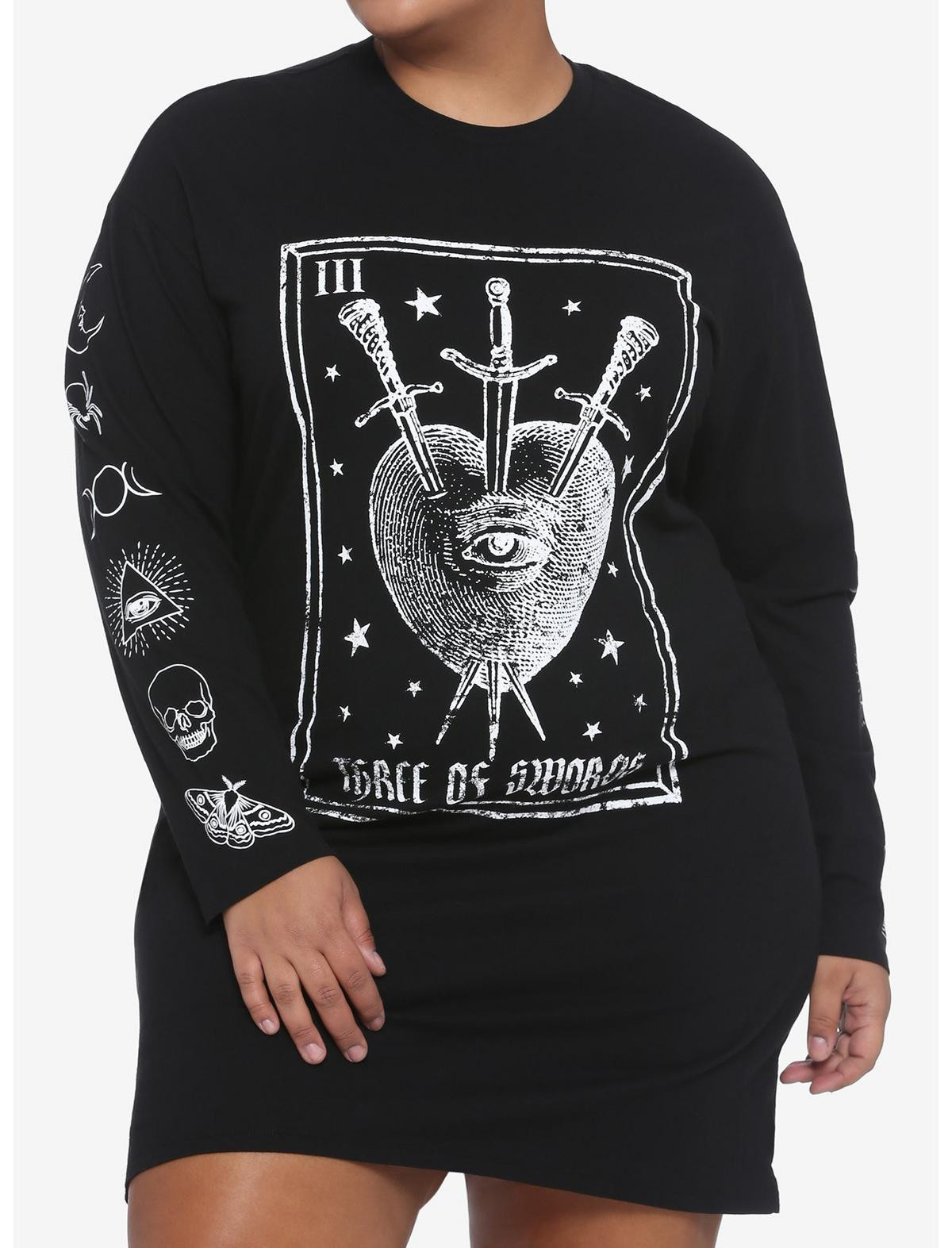 Three Of Swords Tarot Long-Sleeve T-Shirt Dress Plus Size | Hot Topic