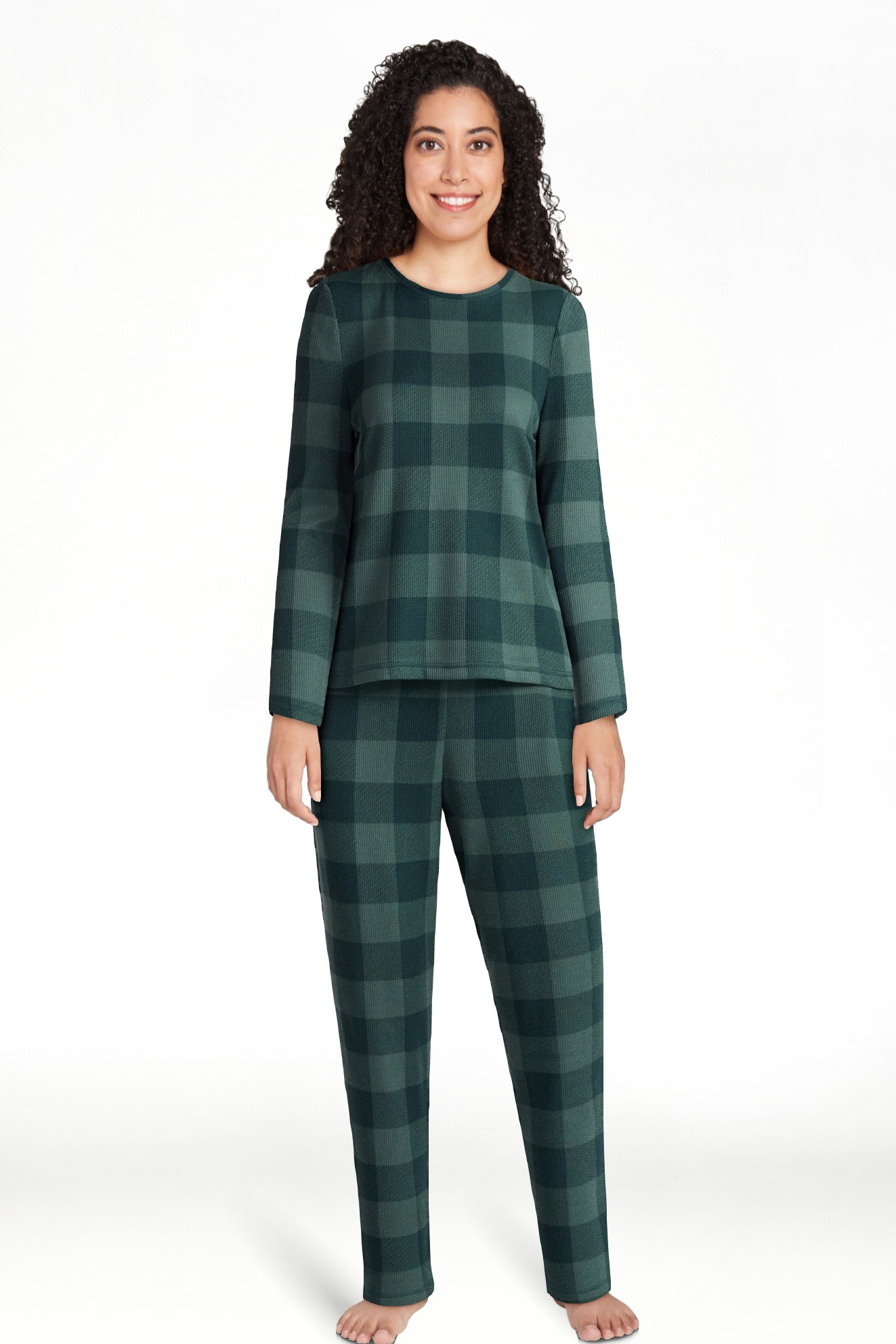 Joyspun Conjunto de Pijama de Jogging y Top de Manga Larga de Punto Waffle para Mujer, 2 Piezas, ... | Walmart (US)