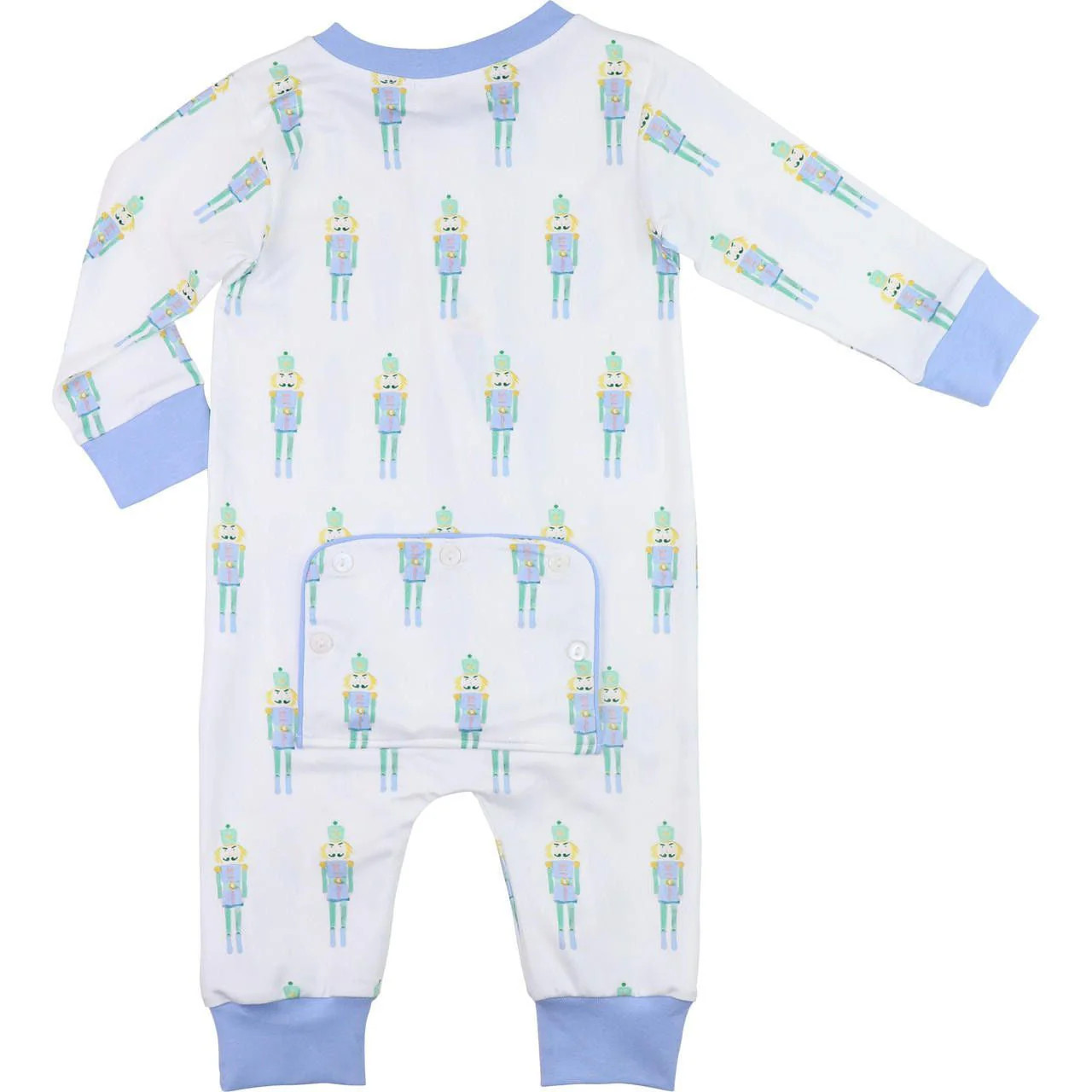 Blue And Green Toy Soldier Knit Zipper Pajamas | Cecil and Lou