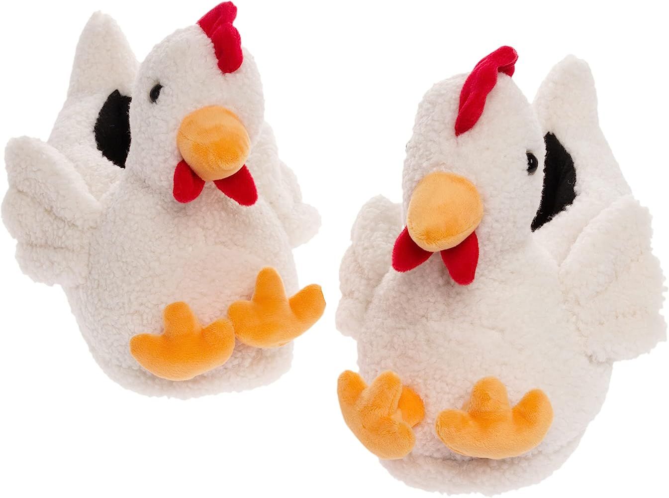 FUNZIEZ! - Chicken Fuzzy Slippers - Unisex House Shoe - Stuffed Animal Slippers | Amazon (US)