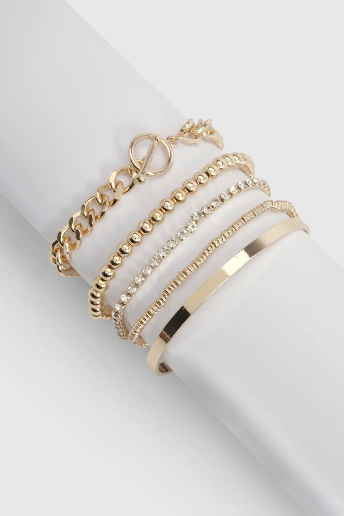 Gold boohoo Stacking Bracelets 5 Pack | PrettyLittleThing USA | PrettyLittleThing US