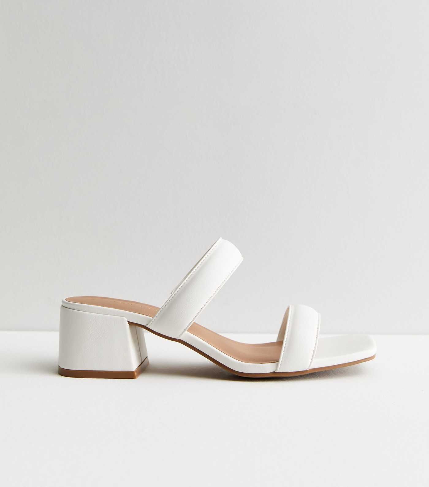 White Padded Strap Block Heel Mule Sandals
						
						Add to Saved Items
						Remove from Save... | New Look (UK)