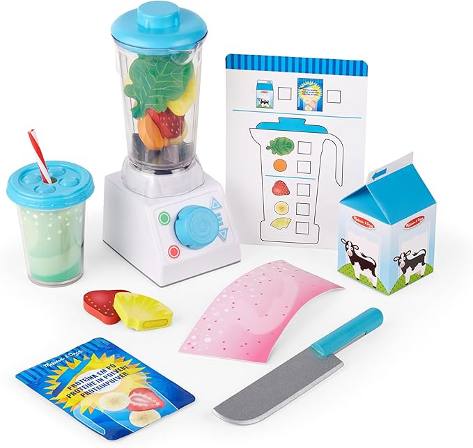 Melissa & Doug Smoothie Maker Blender Set with Play Food - 22 Pieces - Play Blender Mixer Toy for... | Amazon (US)