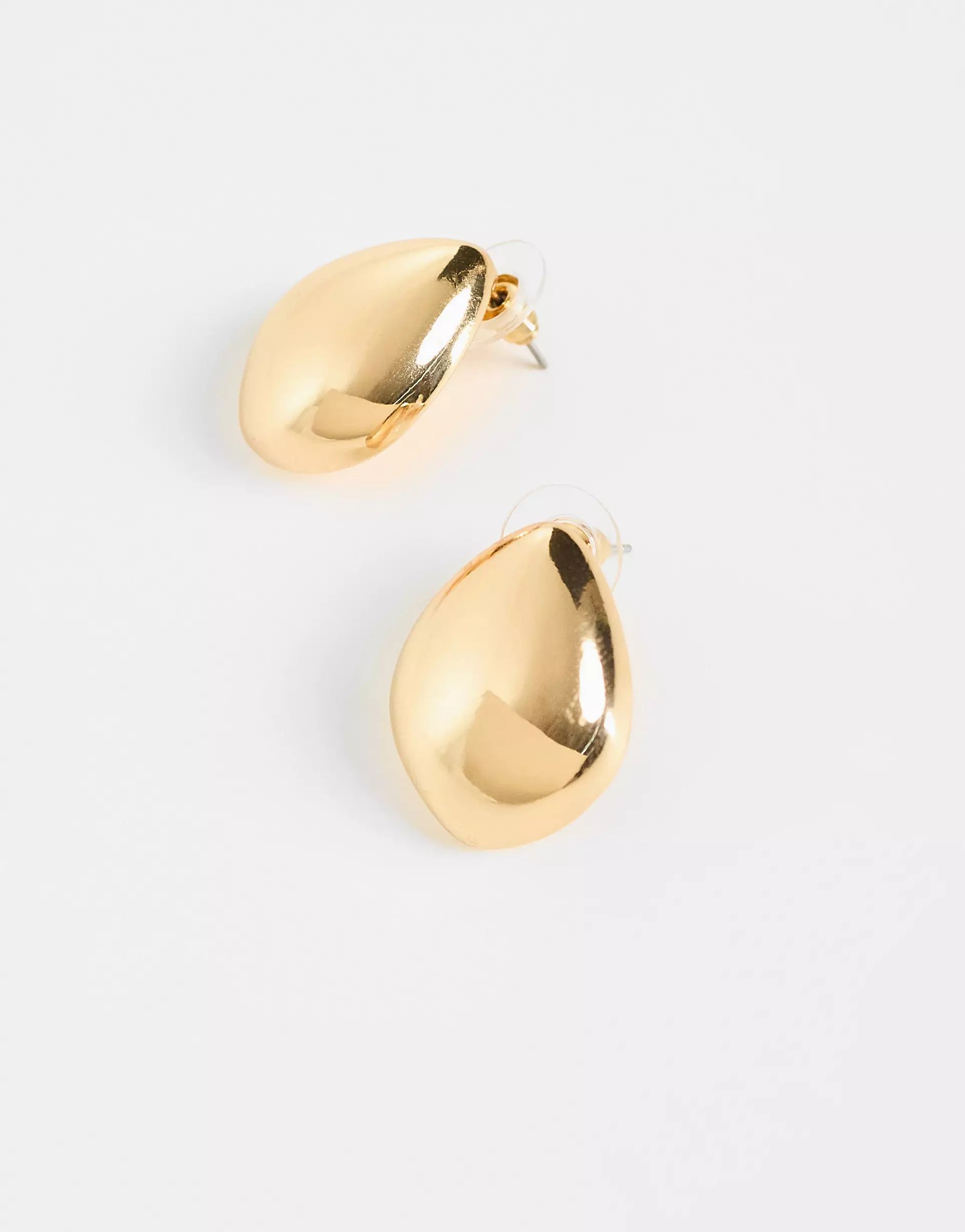 DesignB London chubby teardrop earrings in gold | ASOS | ASOS (Global)