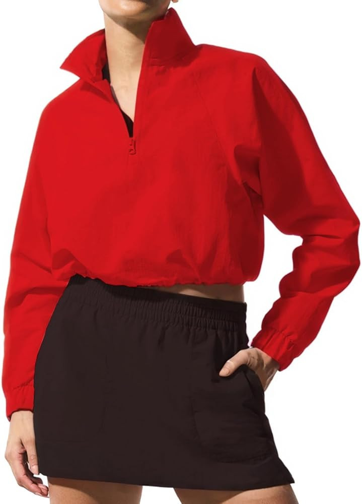 INFITTY Women's Lightweight Jacket Cropped Long Sleeve Workout Tops Quarter Zip Pullover Athletic... | Amazon (US)