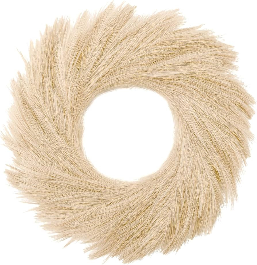 PY HOME & SPORTS Pampas Grass Wreath, 27" Large Artificial Faux Pampas Wreath for Front Door Outs... | Amazon (US)