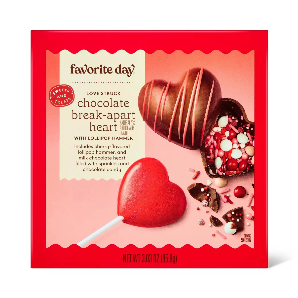 Valentine's Chocolate Breakable Heart with Sucker - 3.03oz - Favorite Day™ | Target