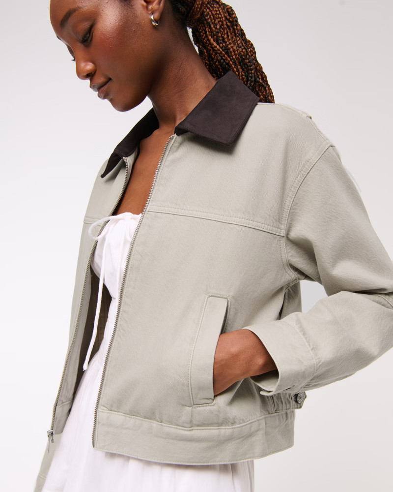 Denim Zip-Up Jacket | Abercrombie & Fitch (US)