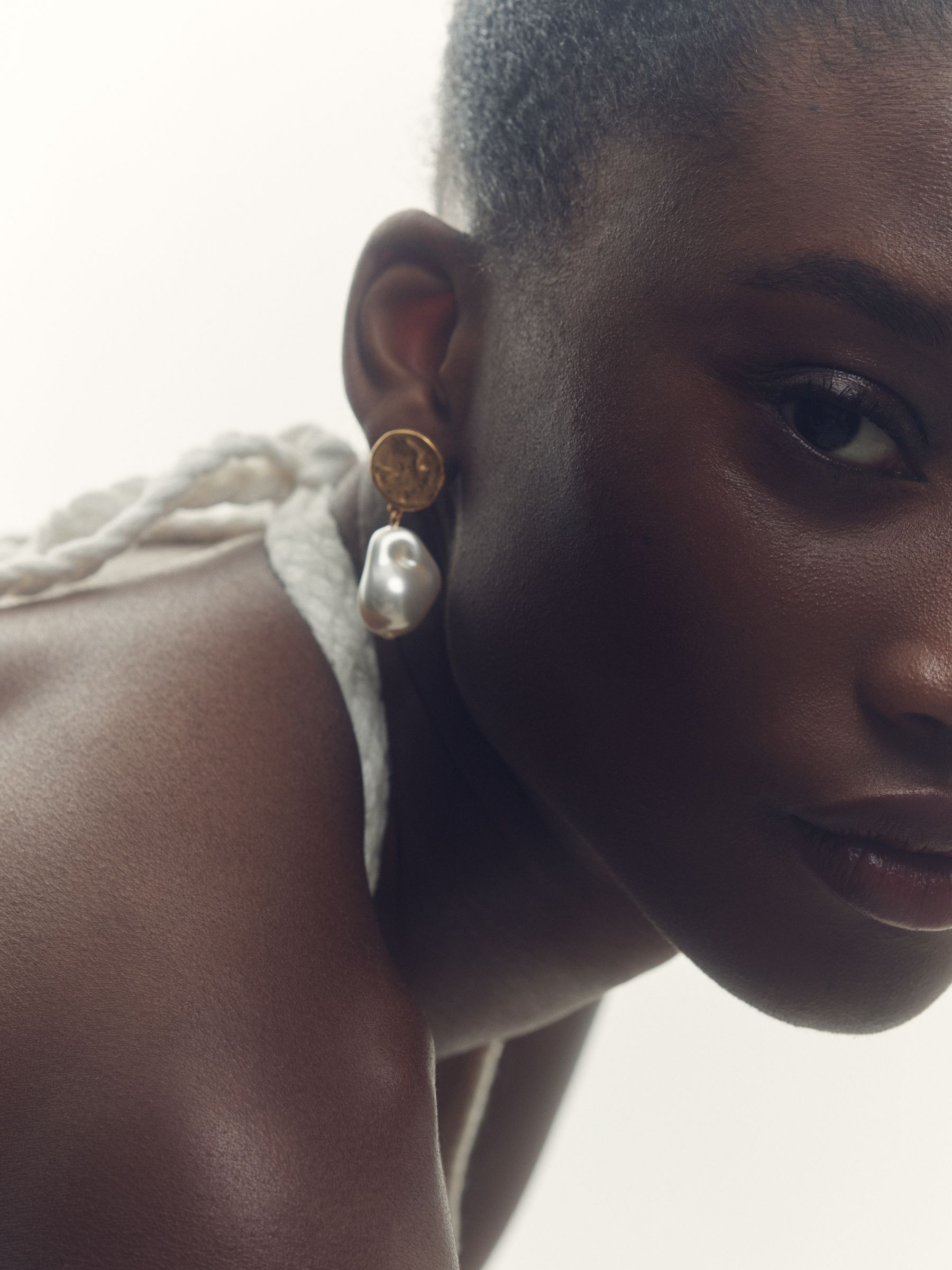 Molten Faux-Pearl Drop Earrings in Gold Tone | Reiss UK