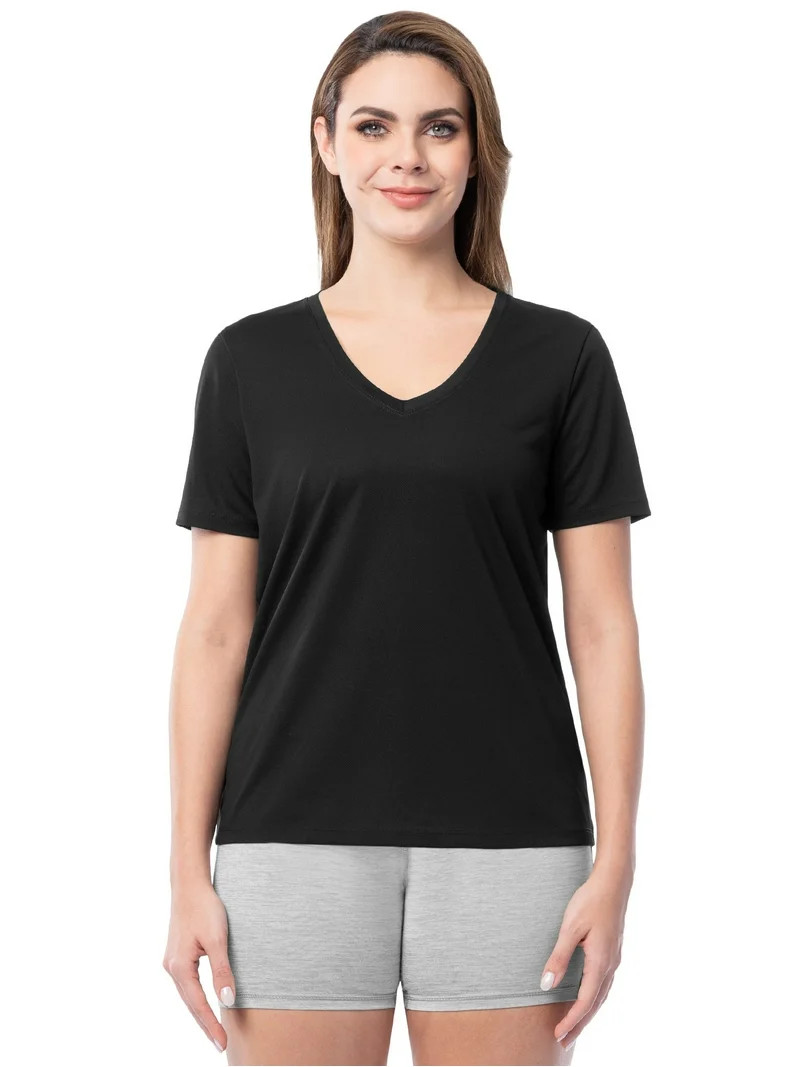 Athletic Works Women's Core Active Texture Knit Short Sleeve V-Neck T-Shirt, Sizes XS-XXXL - Walm... | Walmart (US)