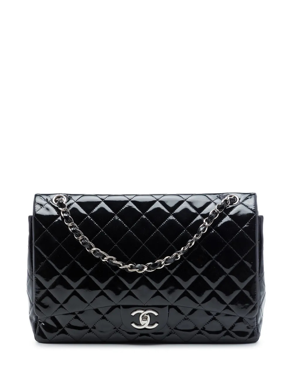 CHANEL Pre-Owned 2013-2014 Maxi Classic Patent Double Flap shoulder bag - Black | Farfetch Global