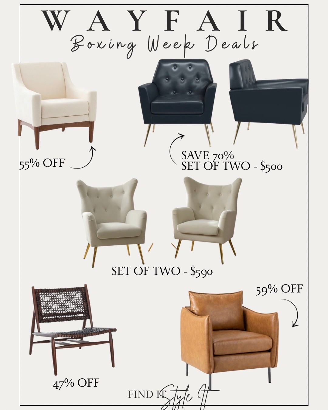 Wayfair is at it again with another massive sale. Get those pieces you've been eyeing during their Boxing Week Sale. Discover accent chairs that complement any decor style! Elevate your living space and make a statement with these versatile and stylish additions. 

#Itkxwayday #wayfaircahome #wayfaircanada

Cozy living room design, living room decor ideas, living room mood board, sofa, accent chairs, coffee table, olive tree, living room design.

#LTKhome #LTKsale #LTKcanada
