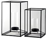 Signature Design by Ashley Dimtrois Metal 2 Piece Indoor & Outdoor Candle Lanterns, Black | Amazon (US)
