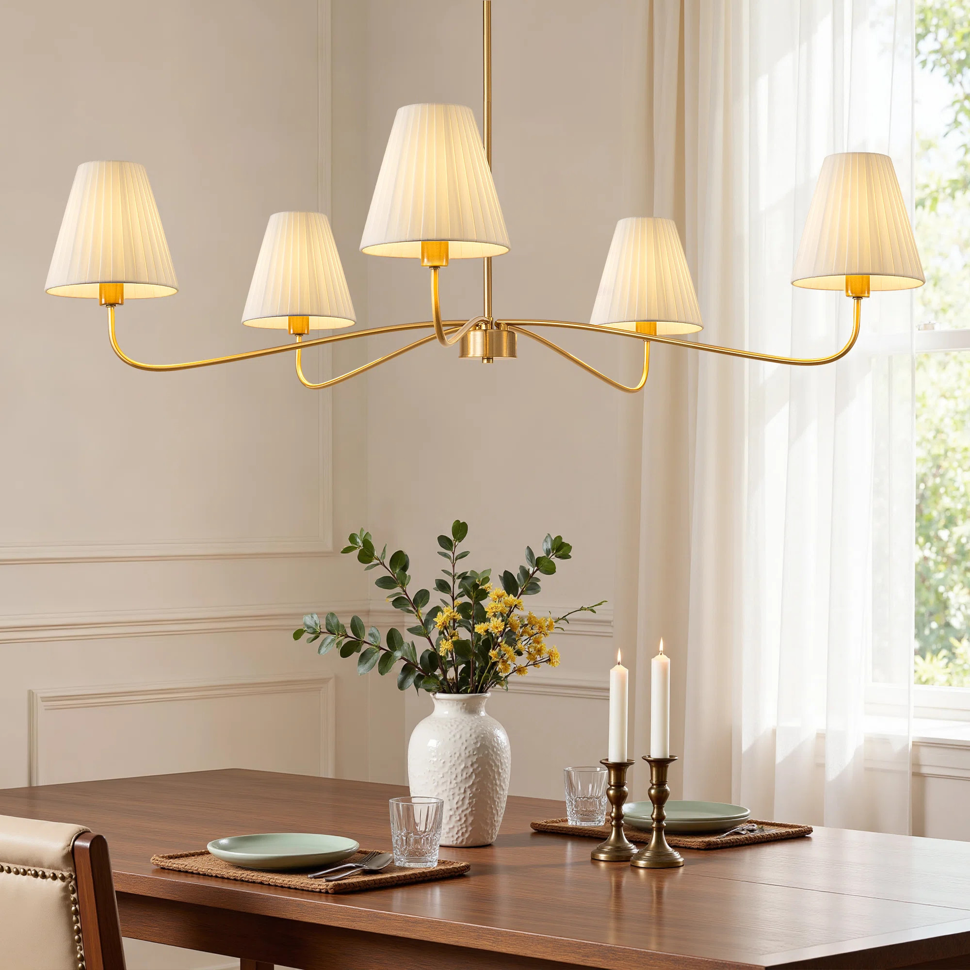 5 - Light Dimmable Classic/Traditional Chandelier With Fabric Shades | Wayfair North America