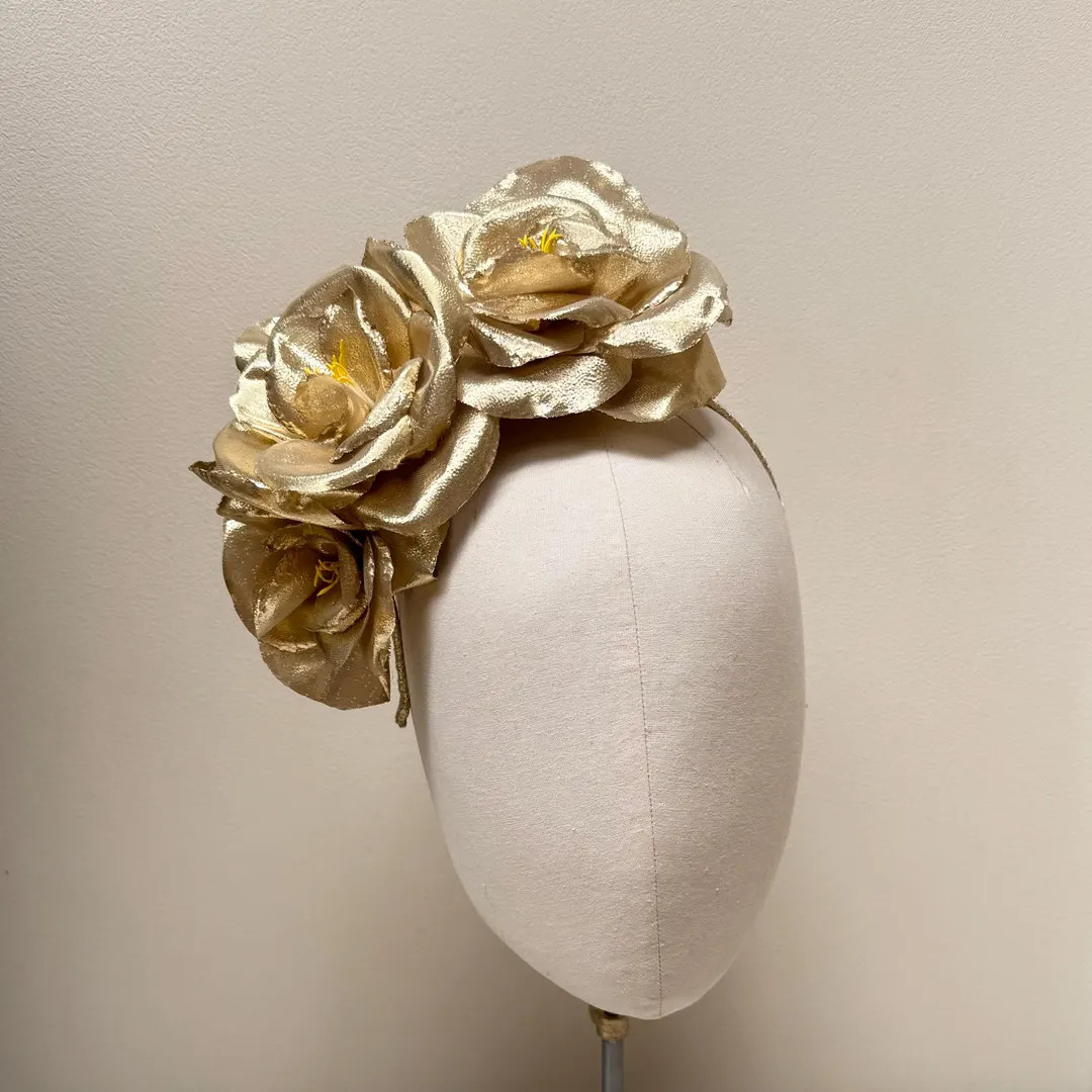Gold Rose Fascinator Headband, Mother of Bride Headpiece, Race Day | Etsy (Global)