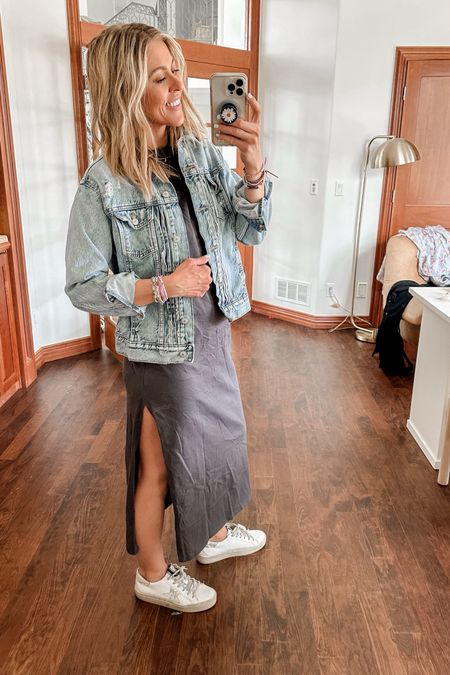 Abercrombie T-Shirt Dress and Denim Jacket from Old Navy! 

Summer, style, Abercrombie, dress, vacationn

Follow @sarah.joy for more outfit ideas! 

#LTKSeasonal