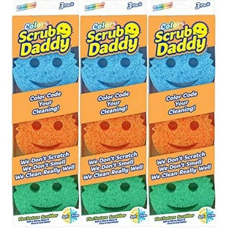 scrub daddy colors sponge set - flextexture sponge, soft in warm water, firm in cold, deep cleaning, | Walmart (US)