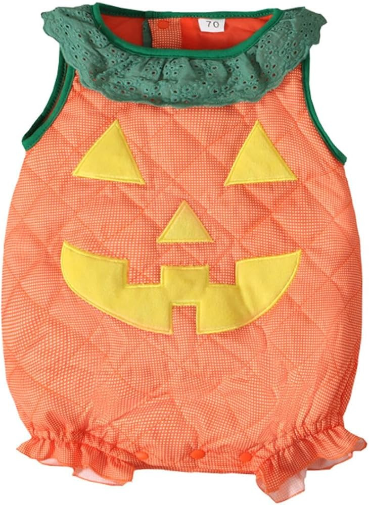 Noubeau Toddler Baby Boy Girl Halloween Clothes Pumpkin Sleeveless Romper Bodysuit One Piece Hall... | Amazon (US)