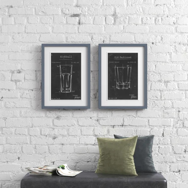 Barware Blueprint I Framed 2 Pieces by Antonyus Bunjamin (Abe) Painting | Wayfair North America