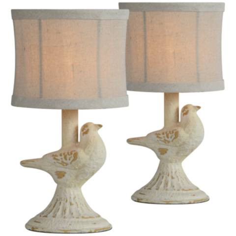 Mavis Cottage White 12" High Accent Table Lamps Set of 2 | LampsPlus.com